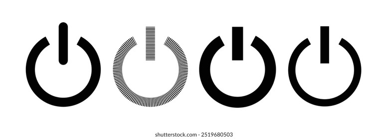 Conjunto de iconos de energía. Icono del interruptor de alimentación. Icono de Botón de encendido y apagado. Icono de encendido/apagado, Ilustración vectorial