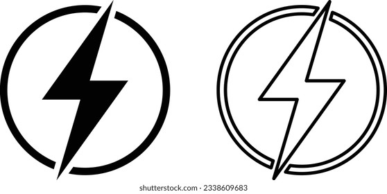 Power icon set in two styles . Energy icon vector . Electric power icon