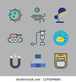 power icon set. vector set about eclipse, oven, tank and hierarchical structure icons set.