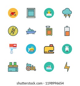 power icon set. vector set about flash, yatch, thunder and oven icons set.