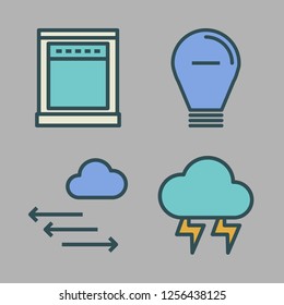 power icon set. vector set about light bulb, pressure, oven and thunder icons set.