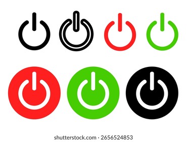 Vektorgrafik mit Energiesymbolsatz. Netzschalterzeichen und Symbol