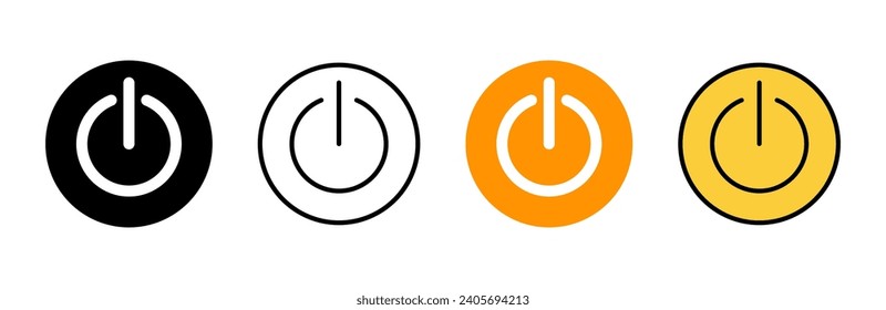 Vector de conjunto de iconos de alimentación. Símbolo y signo del interruptor de encendido. Energía eléctrica