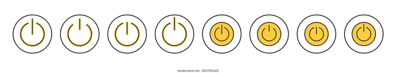 Vector de conjunto de iconos de energía. Signo y símbolo del interruptor de encendido. Energía eléctrica