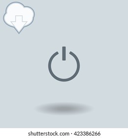 Power icon with shadow. Cloud of download with arrow.