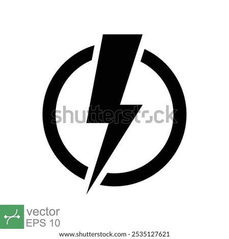 Power icon. Simple solid style. Lightning in circle, electric, flash, battery charge, voltage, thunder, bolt, storm, energy concept. Glyph vector illustration isolated on white background. EPS 10.