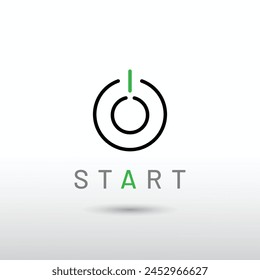 Icono de encendido. Signo y símbolo de Start Switch. Línea con trazo editable