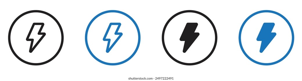 Power icon symbol sign collection in white and black