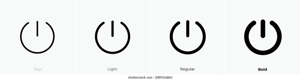 power icon. Thin, Light Regular And Bold style design isolated on white background