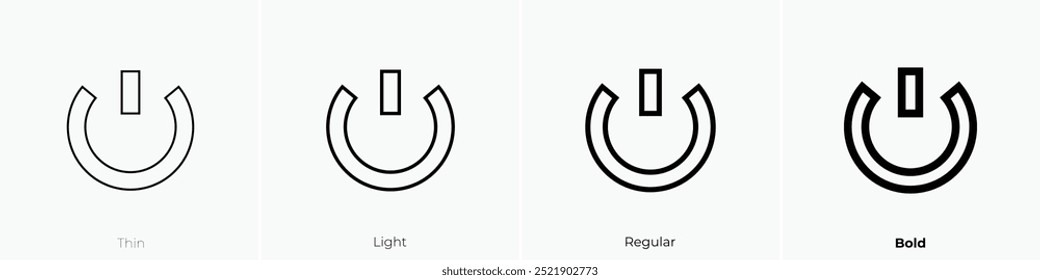 power icon. Thin, Light Regular And Bold style design isolated on white background