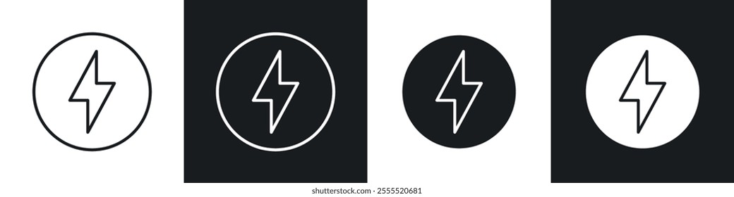 Power icon vector collection in black and white.
