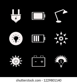 power icon. power vector icons set money ideas, battery, bulb and full battery