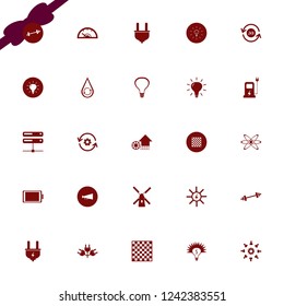 power icon. power vector icons set bulb, solar energy, water mill and recycle gear