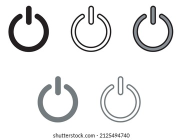 icono de potencia, ilustración vectorial, negro y blanco y gris