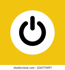 Power icon. Vector illustration flat design. Black icon isolated on white background. Button on or off. Push silhouette.