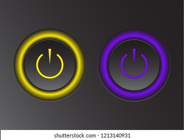 Power icon. Vector illustration on dark background. Power button logo.