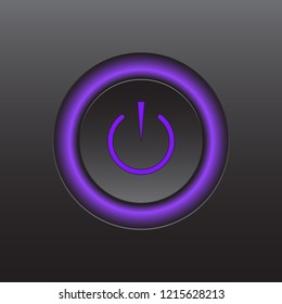 Power icon. Vector illustration on dark background. Power button logo.