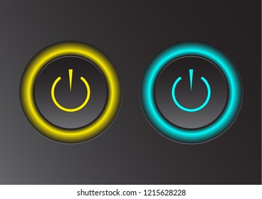 Power icon. Vector illustration on dark background. Power button logo.