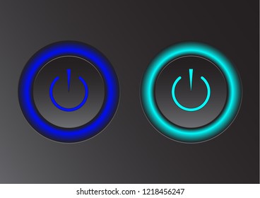 Power icon. Vector illustration on dark background. Power button logo.