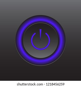 Power icon. Vector illustration on dark background. Power button logo.