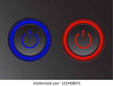 Power icon. Vector illustration on dark background. Power button logo.