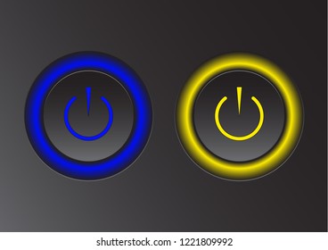 Power icon. Vector illustration on dark background. Power button logo.
