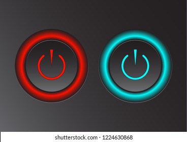 Power icon. Vector illustration on dark background. Power button logo.