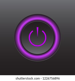 Power icon. Vector illustration on dark background. Power button logo.