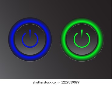 Power icon. Vector illustration on dark background. Power button logo.