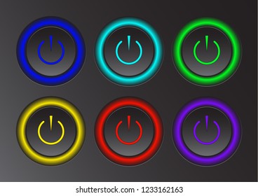 Power icon. Vector illustration on dark background. Power button logo.