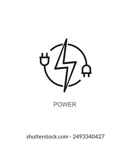 Vector de energía, señal de luz, energía eléctrica aislado en blanco. Símbolo de energía, energía eléctrica ilustración de logotipo icono de relámpago pictograma