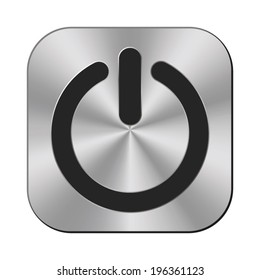 Power icon - vector metal button