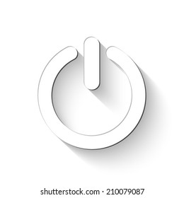 Power icon - white vector illustration with shadow