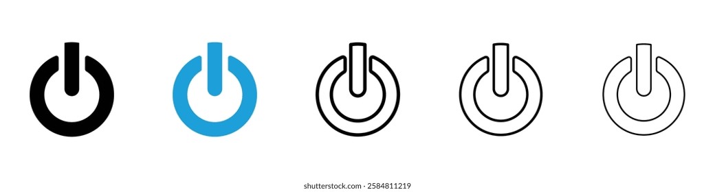 Power icons collection vectors in black and blue