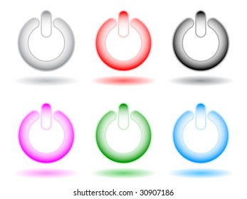 power icons different colors vector illustration