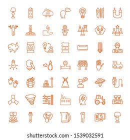 power icons. Editable 49 power icons. Included icons such as Lamp, Remote control, Thinking, Kettle, Equipment, Brainstorm, Formula, Tractor, Brainstorming. power trendy icons for web.