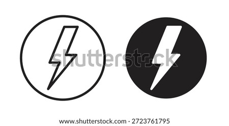 Power icons in filled, thin line, outline and strokes