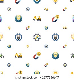 power icons pattern seamless. Included editable flat excavator, Repair service, Idea, Creative process, Electrical service, Attract, elektro bike icons. power icons for web and mobile.