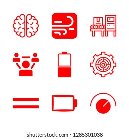 power icons set with equal, battery and conveyor vector set