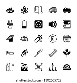 power icons set with hierarchical structure, tank and remote release cable vector set