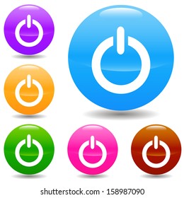 Power icons set on a white background