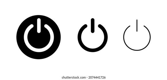 Iconos de encendido configurados. Símbolo y signo del interruptor de encendido. Energía eléctrica