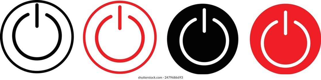 Iconos de energía establecidos. Signo y símbolo del interruptor de encendido. Energía eléctrica