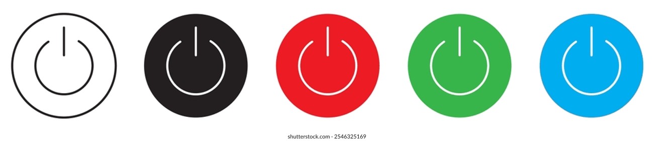 Power icons set, power switch sign and symbol, electric power. Vector illustration.