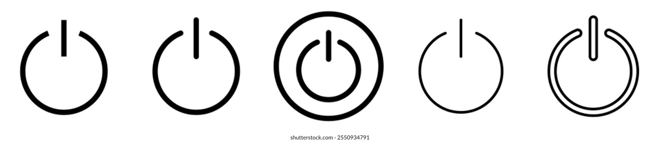 Conjunto de iconos de energía. Señal y símbolo del interruptor de encendido. Vector.  EPS 10