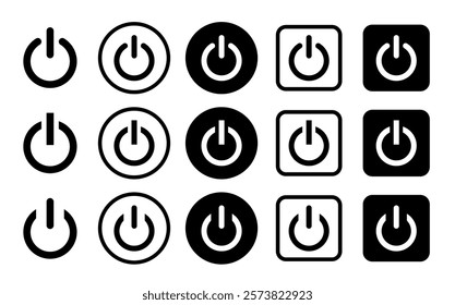  Power icons set. Power switch sign and symbol. Electric power On-off icon icon set. Vector illustration.