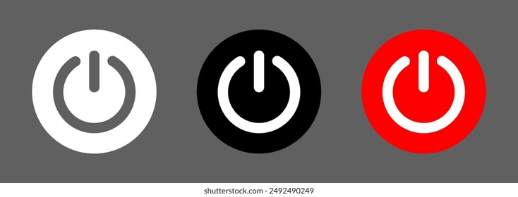 Power icons set vector illustration, Power Switch sign and symbol, power button set, turn on and off switch vector sign, push-button - power SYMBOL, On and Off Toggle Switch Buttons isolated.