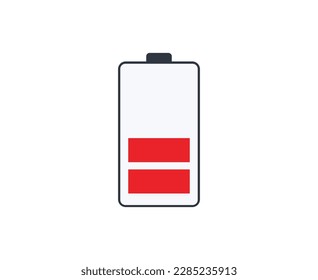 Netzanzeige der Batterie halb voll.  Vektorgrafik.
