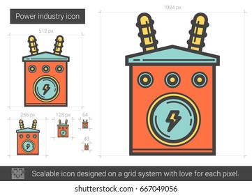 Power industry vector line icon isolated on white background. Power industry line icon for infographic, website or app. Scalable icon designed on a grid system.