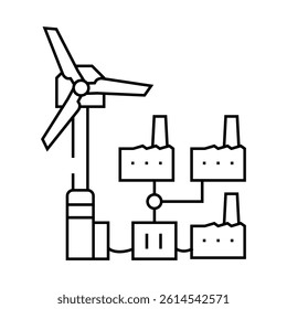 power integration wind turbine line icon vector. power integration wind turbine sign. isolated contour symbol black illustration